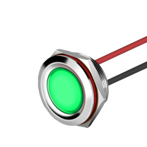 汇君 HJUN 25mmLED防水金属指示灯小型带线电源工作信号指示灯 绿光 220v lzd25-g-220