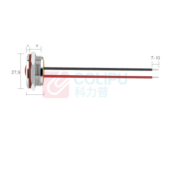 汇君 HJUN 25mmLED防水金属指示灯小型带线电源工作信号指示灯 黄光 9-24v lzd25-y-924
