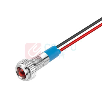 汇君 HJUN 6mmLED金属指示灯防水信号灯带线电源工作灯 红色 220V lzd6yp-dxr-220v