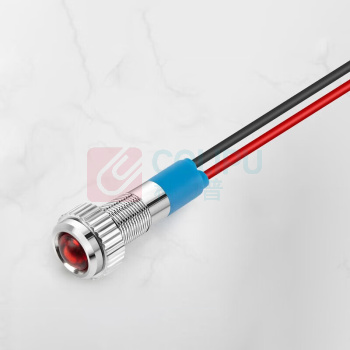 汇君 HJUN 6mmLED金属指示灯防水信号灯带线电源工作灯 红色 220V lzd6yp-dxr-220v