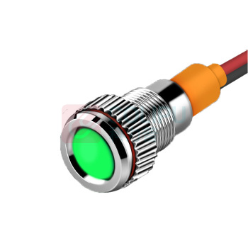 汇君 HJUN 8mmLED防水金属指示灯小型带线电源工作信号指示灯 绿色9-24V lzd8-g-924