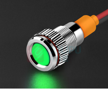 汇君 HJUN 8mmLED防水金属指示灯小型带线电源工作信号指示灯 绿色9-24V lzd8-g-924