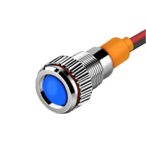 汇君 HJUN 8mmLED防水金属指示灯小型带线电源工作信号指示灯 蓝色220V lzd8-b-220