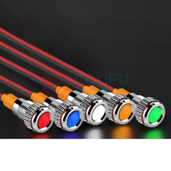 汇君 HJUN 8mmLED防水金属指示灯小型带线电源工作信号指示灯 白光3-8V lzd8-w-38