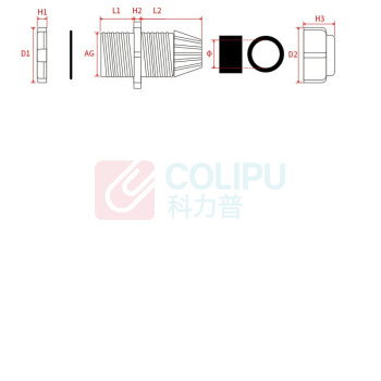 汇君 尼龙电缆防水接头M型塑料电缆固定头葛兰头连接器 M24 fsjt-m2415bl-10 (黑色) 10只/包 6包起订