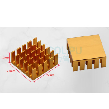汇君 路由器CPU主板IC芯片电子电器散热片散热条 路由器CPU散热器22*22*10mm 22-22-10J-10 (金色) 10片/包 4包起订