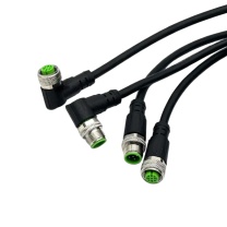 德力 接近开关信号线 M12直头4芯母头PVC线 15米 M12航空插头传感器线