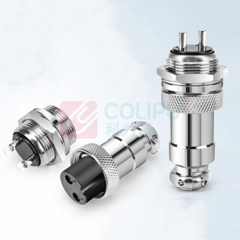 汇君 HJUN GX20固定式航空插座电线连接器焊接式开孔20mm 2芯一套(插头+插座) GX20-2-tt