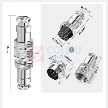 汇君 HJUN GX20对接式航空插座电线连接器焊接式带对接罩开孔20mm 8芯对接整套(插头+插座+对接罩) GX20-8dj-tt