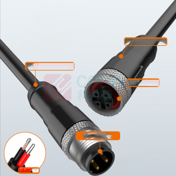 汇君 HJUN M12防水对接插头线连接器航空插头带线传感器接头插座 M12-5芯母头 M12-5ct-2m 2米/根