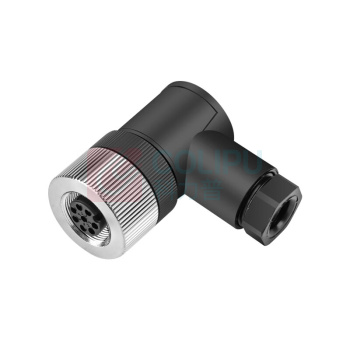 汇君 HJUN M12防水航空插头电缆线传感器螺丝压接连接器 M12-8芯弯母头 M12-8W-M