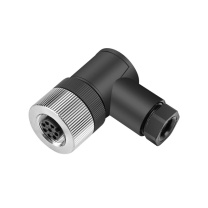 汇君 HJUN M12防水航空插头电缆线传感器螺丝压接连接器 M12-8芯弯母头 M12-8W-M