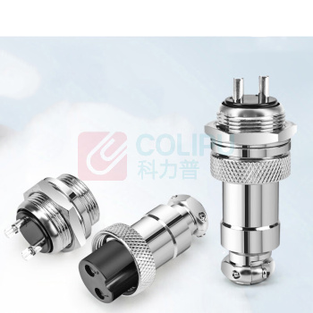 汇君 HJUN GX20固定式航空插座电线连接器焊接式开孔20mm 3芯一套(插头+插座) GX20-3-tt