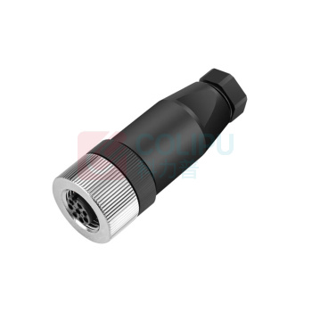 汇君 HJUN M12防水航空插头电缆线传感器螺丝压接连接器 M12-8芯直母头 M12-8Z-M