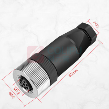 汇君 HJUN M12防水航空插头电缆线传感器螺丝压接连接器 M12-8芯直母头 M12-8Z-M