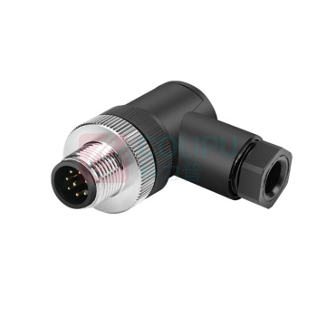 汇君 HJUN M12防水航空插头电缆线传感器螺丝压接连接器 M12-8芯弯公头 M12-8W-G