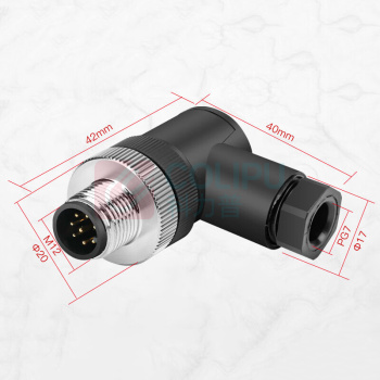 汇君 HJUN M12防水航空插头电缆线传感器螺丝压接连接器 M12-8芯弯公头 M12-8W-G
