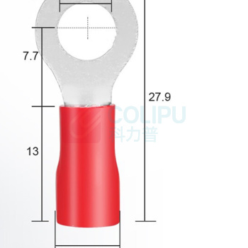 汇君 HJUN O型预绝缘端子冷压接线端子欧式预绝缘铜鼻子端子 RV3.5-6 rv35-6-r-500 (红色)