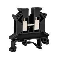 汇君 HJUN UK2.5B接线端子尼龙阻燃铜件导轨式电压端子排 UK25B-BL (黑色) 1片