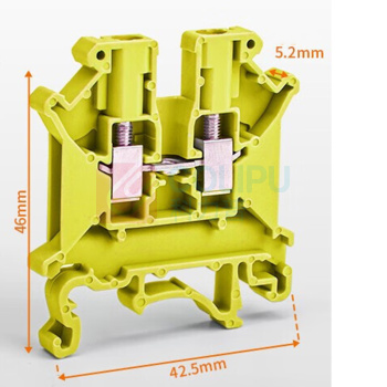 汇君 HJUN UK3N导轨式电压接线端子排铜件尼龙阻燃 UK3N UK3N-Y-100 (黄色) 100片/包