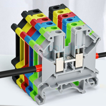 汇君 HJUN UK5N导轨式组合接线端子加厚铜件不滑丝尼龙阻燃 UK5N端子 UK5N-B-100 (蓝色) 100片/包