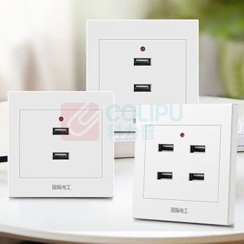 国际电工 工地插座USB插座工地宿舍家用手机充电插座面板 86型 220V/36V