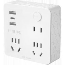 飞利浦 PHILIPS 墙壁桌面魔方插座 4332WA 3孔1.8米 (白色) 停产商品