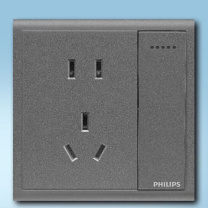 飞利浦 PHILIPS 86型 开关插座暗装孔距60mm 恒荟系列 一开五孔单控 (深灰色)