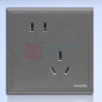 飞利浦 PHILIPS 86型 开关插座暗装孔距60mm 恒荟系列 一开五孔单控 (深灰色)