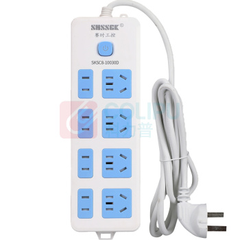 赛时工控 SHSSGK 移动式排插 SKSC8-10030D 四位5孔 四位2孔 10A 250V 2500W 225*73*30mm (蓝白)