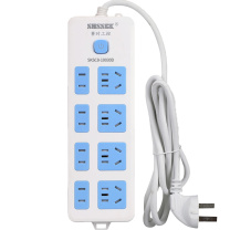 赛时工控 SHSSGK 移动式排插 SKSC8-10030D 四位5孔 四位2孔 10A 250V 2500W 225*73*30mm (蓝白)