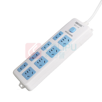 赛时工控 SHSSGK 移动式排插 SKSC8-10030D 四位5孔 四位2孔 10A 250V 2500W 225*73*30mm (蓝白)