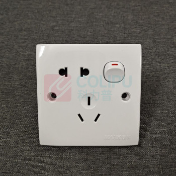 曼科 MANK 多功能暗装带灯家用面板 86型10A 二三插带开关