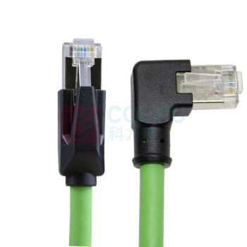优企 六类 工业高柔网线 HT26320-7 1m (绿色) 【直头对右弯】