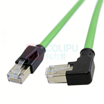 优企 六类 工业高柔网线 HT26320-7 1m (绿色) 【直头对右弯】