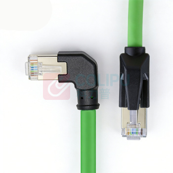 优企 六类 工业高柔网线 HT26320-8 1m (绿色) 【直头对左弯】