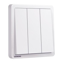 西门子 SIEMENS 开关插座 三开双控开关面板 致典雅白色 5TA14333NC01