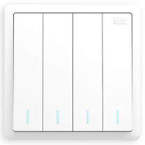 ABB 开关面板 四开单控四位单控开关 86型带荧光开关 远致系列 白色 AO104