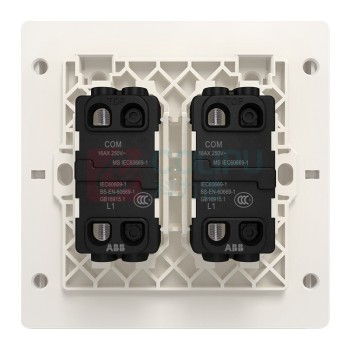 ABB 开关面板 二位单控双开单控开关 轩致系列 灰色 AF122-G