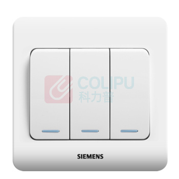 西门子 SIEMENS 开关插座 三开双控带荧光面板 86型暗装面板 远景雅白色 5TA02361CC1