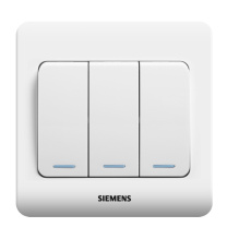 西门子 SIEMENS 开关插座 三开双控带荧光面板 86型暗装面板 远景雅白色 5TA02361CC1