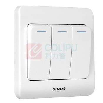 西门子 SIEMENS 开关插座 三开双控带荧光面板 86型暗装面板 远景雅白色 5TA02361CC1
