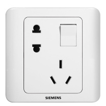 西门子 SIEMENS 开关插座 10A错位五孔带开关插座 86型暗装面板 远景雅白色