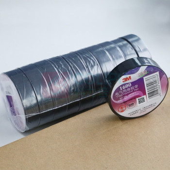3M PVC电工胶布无铅 18mm*20m*0.15mm 1600# 600V 防潮耐酸碱 (黑色) 10卷起订