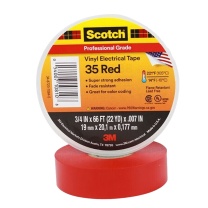 3M Scotch 优质PVC相色绝缘胶带 35# 19mm*20.1m*0.18mm 2卷 (红色) 进口电工胶带 耐高温耐候阻燃