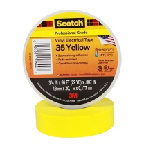 3M Scotch 优质PVC相色绝缘胶带 35# 19mm*20.1m*0.18mm 2卷 (黄色) 进口电工胶带 耐高温耐候阻燃
