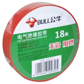 公牛 BULL PVC绝缘胶带 GN-ET7 红 8A6993 0.15mm*18mm*18m 13300307