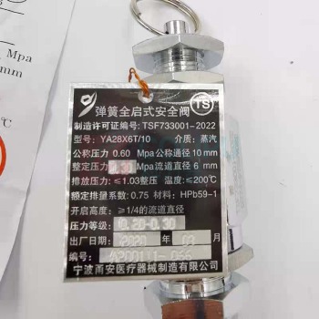 大岚 甬安安全阀 YA28X6T/10 整定压力0.3