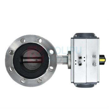 加能 不锈钢法兰气动蝶阀 D641X-10P-DN350 DN350 双作用 开关型 24V/220V 含三联件 80℃ 运费另议