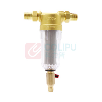 奥华 AOHUA 前置式过滤器净水阀家用净水器铜直冲过滤器 DN15(1/2寸 4分) 黄铜